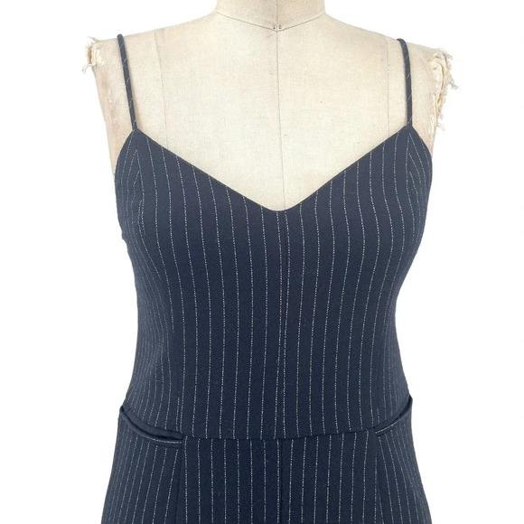 Anthropologie The Essential Jumpsuit Pinstripe Sleeveless Navy Blue Size US 0 - Picture 5 of 15